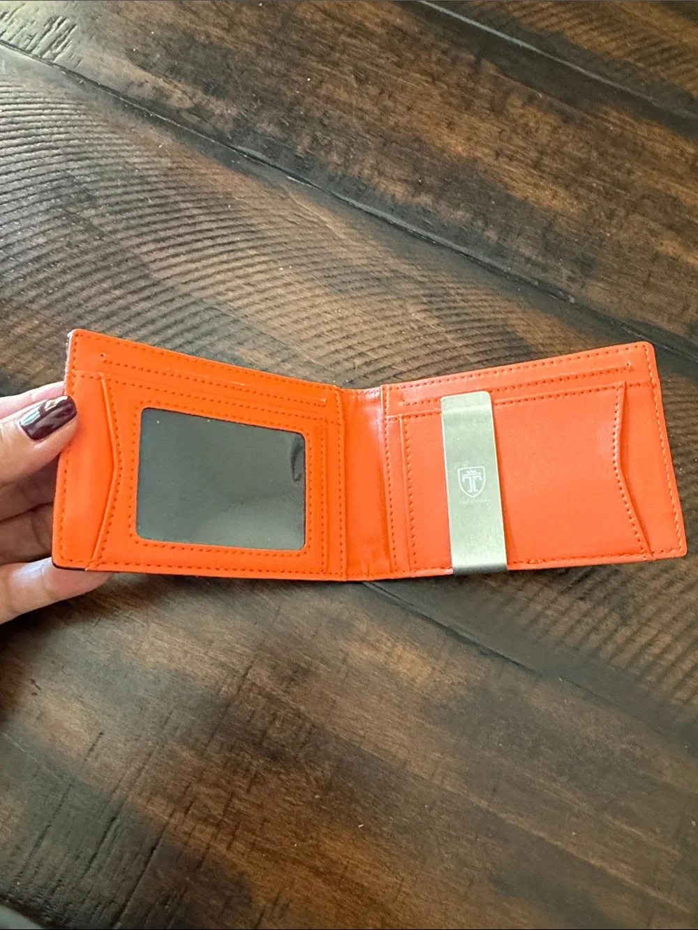 Trivando Carbon Fiber Black & Orange Bi-Fold Wallet